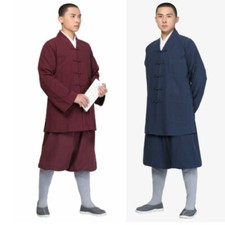 Shaolin Monk Uniform Cotton Buddhist Meditation Robe Kung Fu Suit Costume
