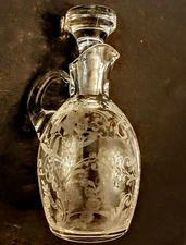 Cambridge Daffodil Etch Oil Cruet + Stopper Glass Vinegar Dressing Decanter READ