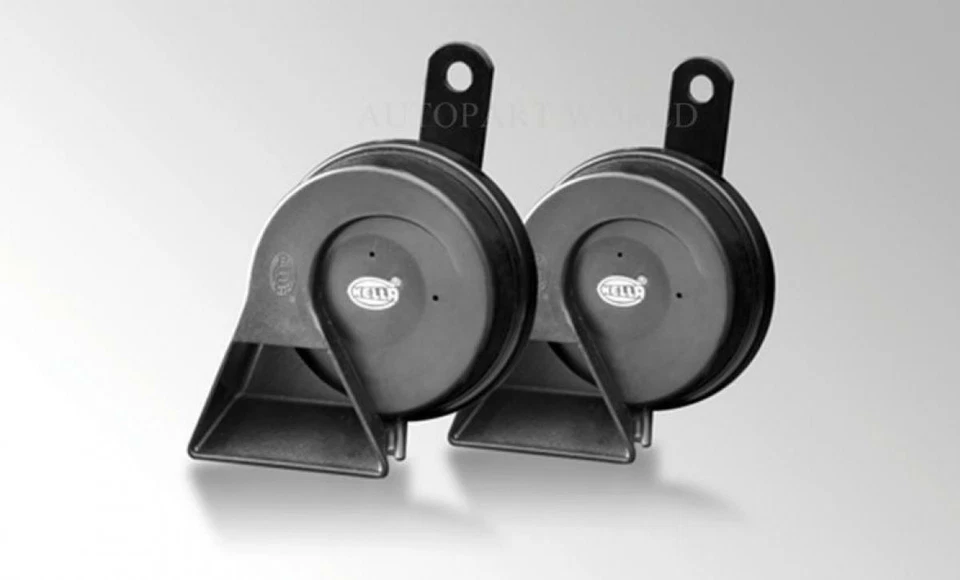 Bocina Doble Hella Negra 3Fh007728-831 Bmw Benz Volvo Lexus Toyota Ford Foto 3 de 4