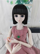 1/8 1/6 1/4 1/3 Uncle BJD Short Wig Doll Hair Student Flat Cut Neat Bangs Black