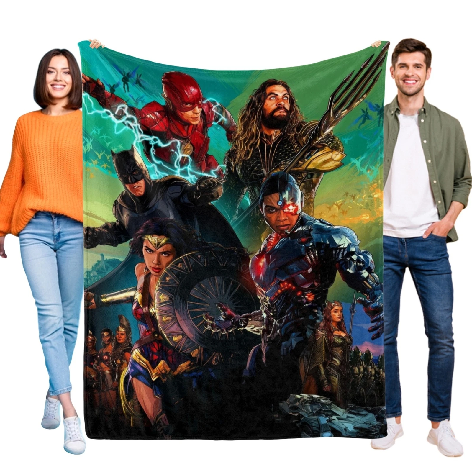Justice League Flannel Blanket, Soft Bed and Sofa Throw