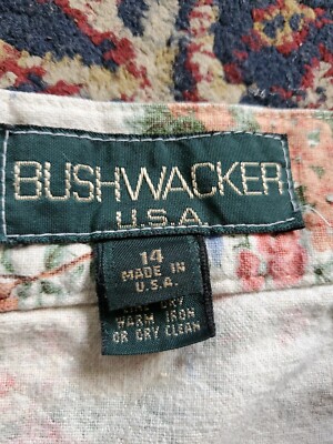 Vintage Bushwacker Floral Shorts Linen Cotton Blend 14 USA