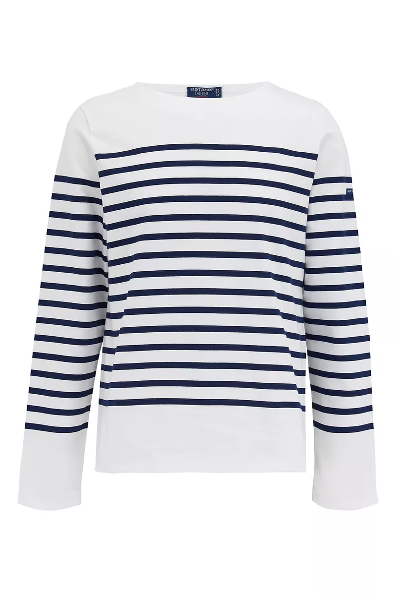 SALE - SAINT JAMES - NAVAL Boat Neck Unisex Striped Shirt - Neige Marine