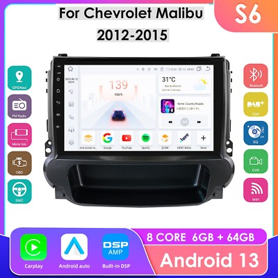 Für 2012-2015 Chevrolet Malibu Android 13 Carplay Autoradio GPS Navi WIFI 6+64GB