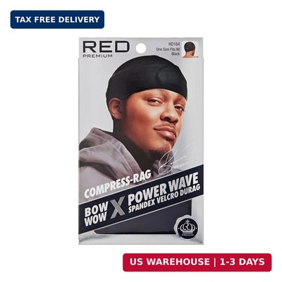 Red by Kiss Bow Wow X Power Wave Durag, Adjustable Compression Cap with Hook-and