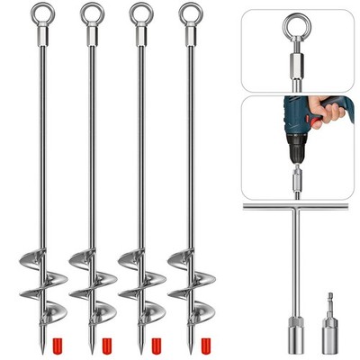 4 Pack 30'' Ground Anchors Screw in, Trampoline Anchors High Wind Heavy Duty, ...