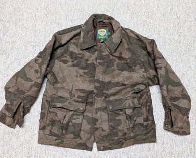 #ad vintage CABELAS camouflage coat XL waterproof WOOL jacket DRY PLUS hunting $199.95