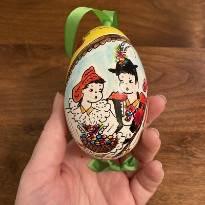 Hand Painted Russian Folk Art Duck Egg Ornament Easter Floral Blatnice Čiháková