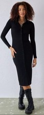 Urban Outfitters Danity Ribbed Shirt Midi Dress in Black size Small