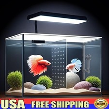 3 Gallon Nano Glass Betta Fish Aquarium Tank W/ LED Light Filter Divider New