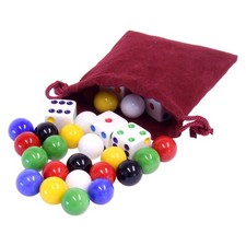 Replacement Glass Marbles 14mm Diameter and 6 Dice for Aggravation Game Set
