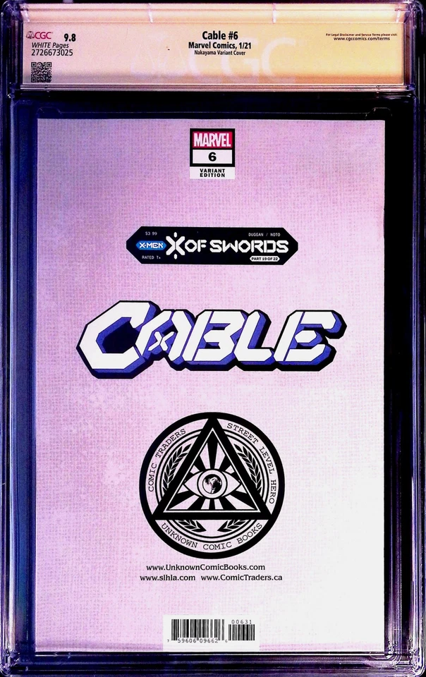Cable #6 Nakayama Variant Cover (2020) CGC SS 9.8 Signed David Nakayama - Image 2 of 3