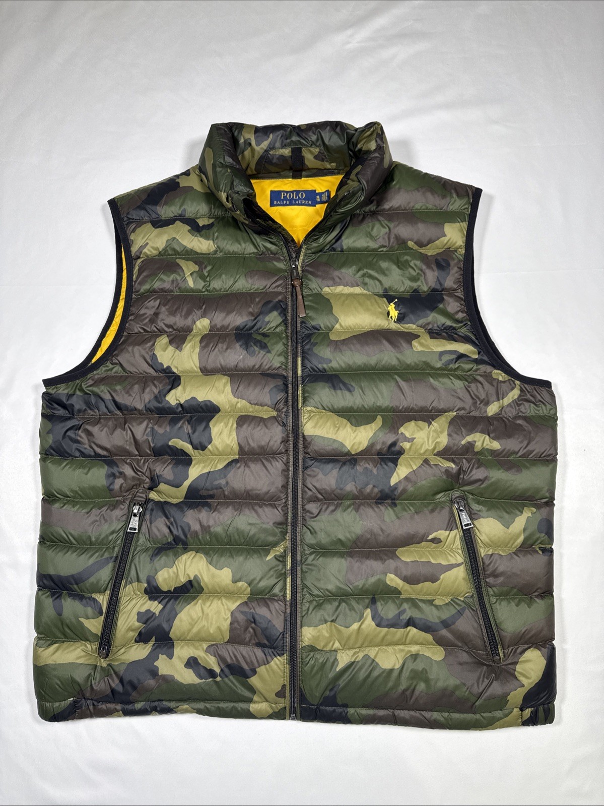 Polo Ralph Lauren Puffer Vest Medium Camo Down Fill Quilted Full Zip Mens XL