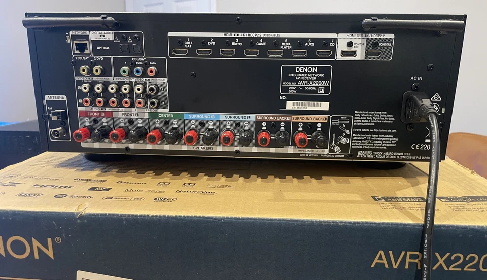 Denon AVR-X2200W 7.2-Channel 4K Ultra HD AV Surround Receiver 120hz Dolby Atmos - Image 3 of 4