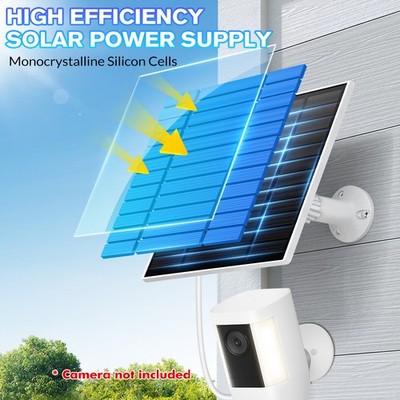 1/2PC Solar Panel for Ring Spotlight Camera Up Cam Battery Charger 5W 5V Output 