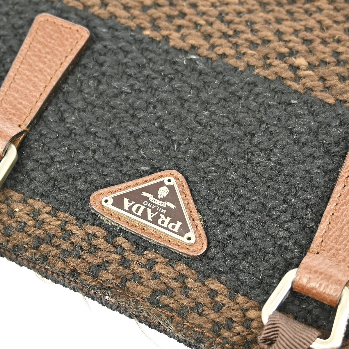 BUYIT Prada Brown Tweed Handbag 43 NQ03292 thumbnail 4