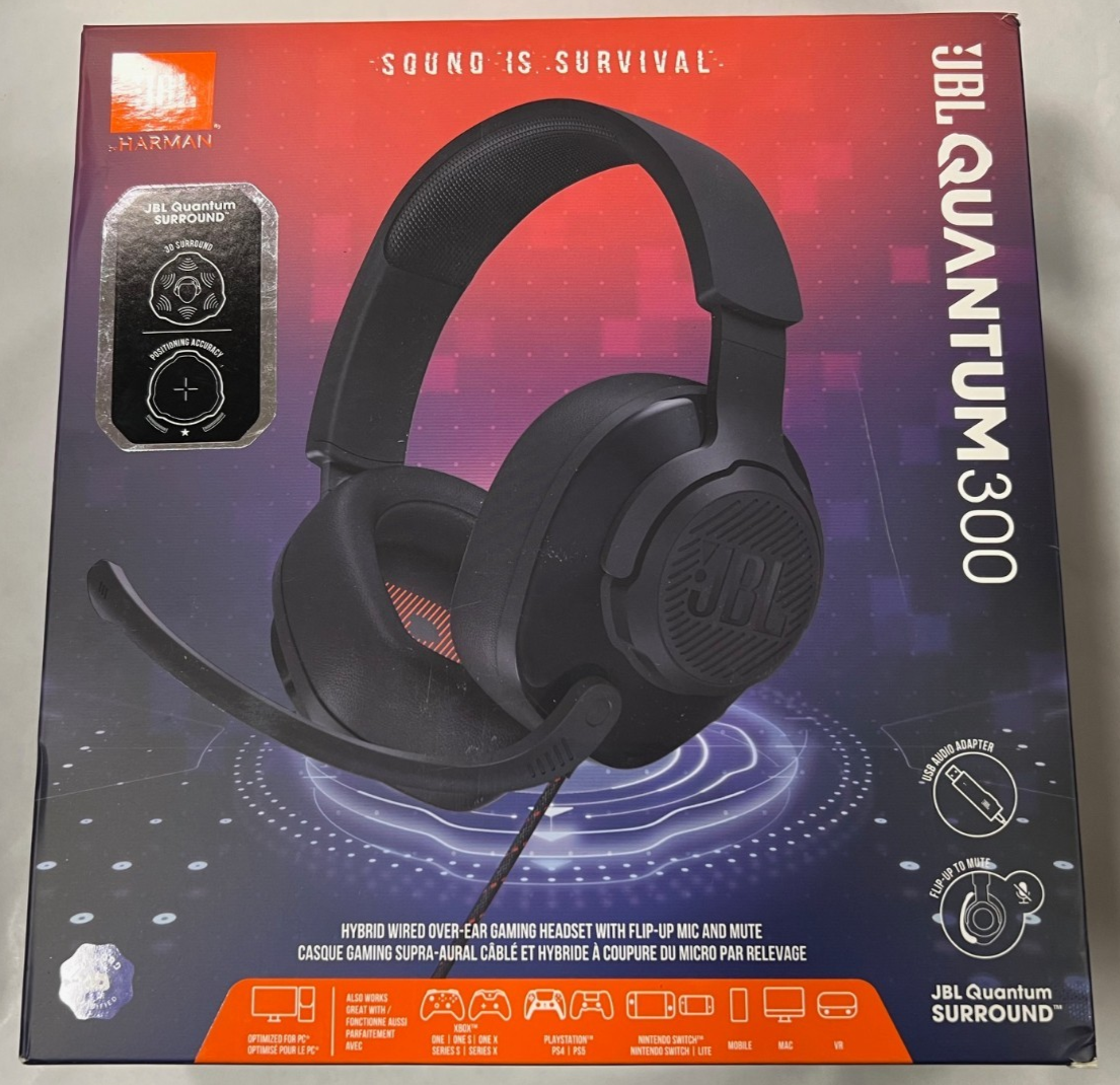 JBL Quantum 300 Wired Over-Ear Headphones Black USED