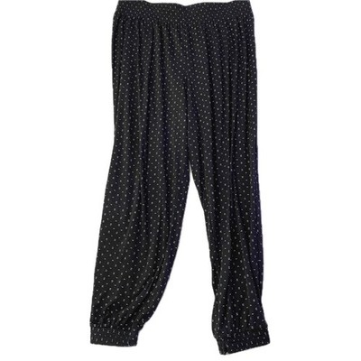 Sears Jogger Pants Womens L Navy Chevron Print Smocked Cuffs