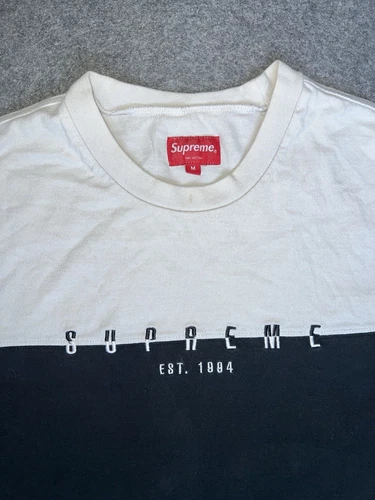 T shirt Supreme Split Logo S/S taille M noir et blanc logo brodé