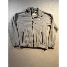 The North Face Womens Gray Full Zip Fleece Jacket Mock Neck Small Made in USA