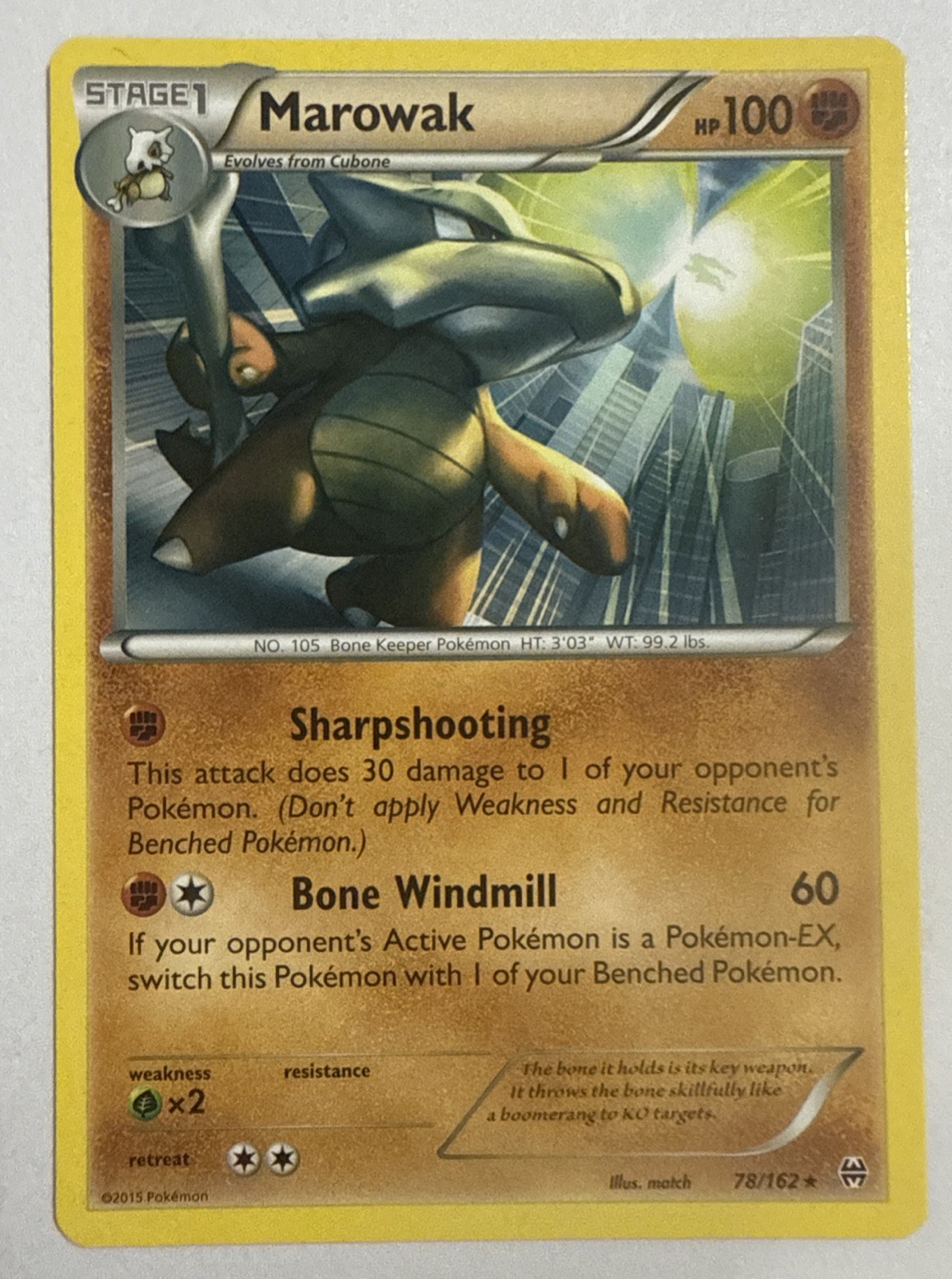 Marowak 78/162 XY Breakthrough Pokemon TGC Card NM