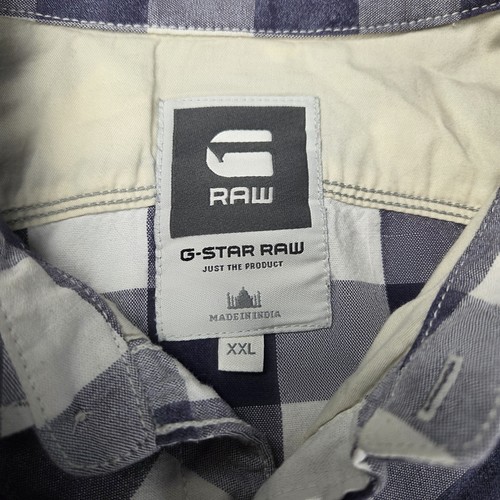 G Star Raw Denim Mens XXL 3d Arc Shirt Pearl Snap Close Check Short Sleeve G4-21 - Picture 9 of 14