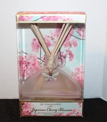 GC FRAGRANCE  Japanese Cherry Blossom High Fragrance Reed Diffuser w/Dragonfly