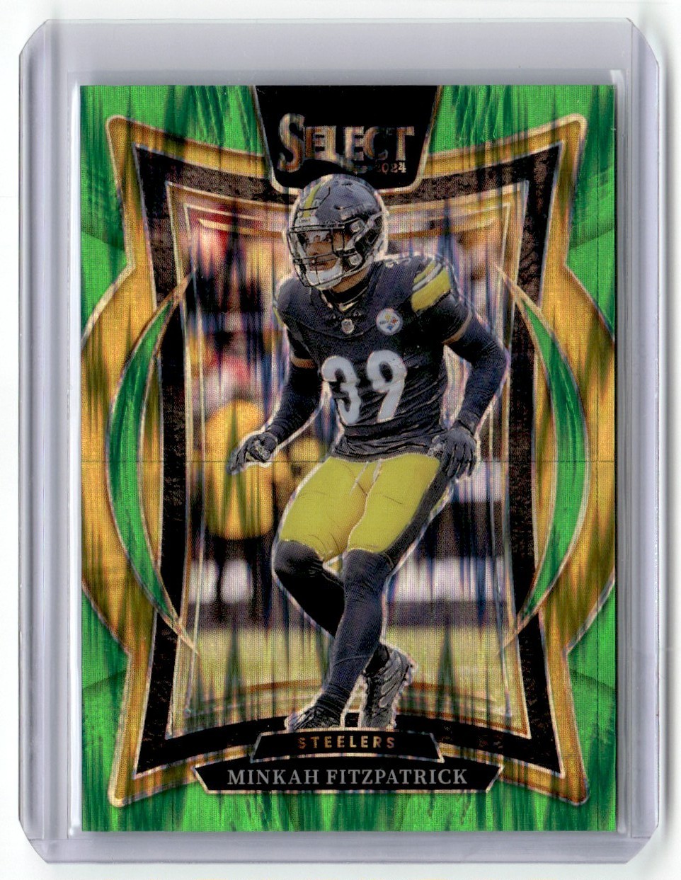Minkah Fitzpatrick 2024 Panini Select Neon Green Prizm Shock Premier Level