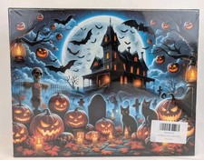 1000 Piece Halloween Jigsaw Puzzle Haunted House With Cats  Bats Pumpkins New