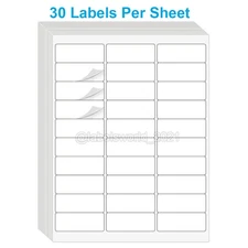 Premium Shipping Address Mailing Labels 1" x 2 5/8" 30/sheet 30 UP Self-Adhesive
