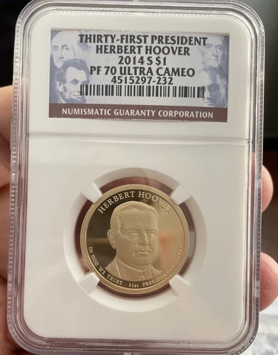 2014-S Herbert Hoover Presidential Dollar, NGC $1 PF 70 Ultra Cameo, Early Relea