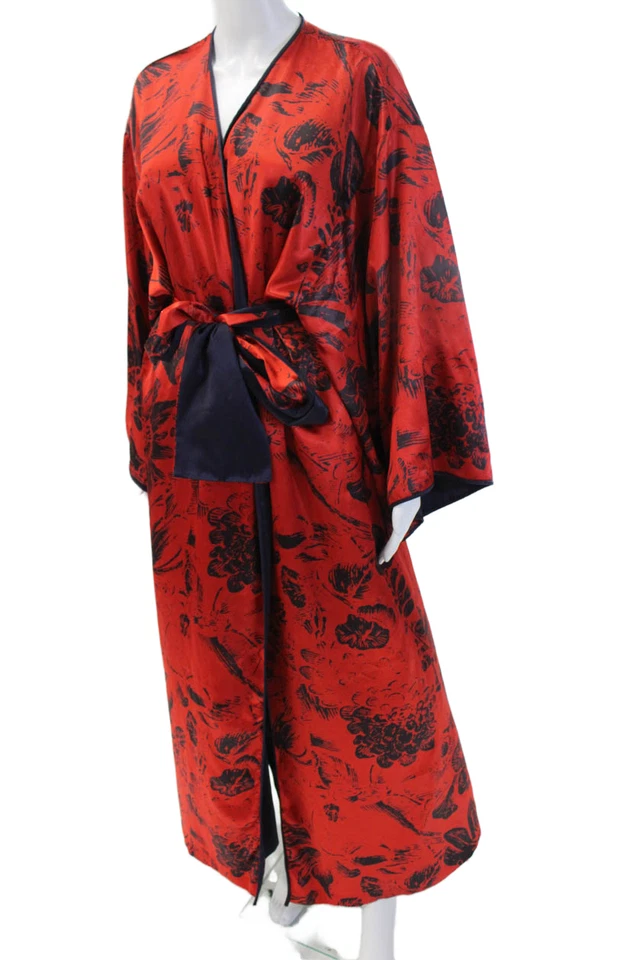 Natori Womens Floral V-neck 3/4 Sleeve Robe Size Small - Image 2 of 4