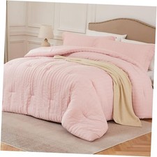 Pink Queen Comforter Set - 3 Pieces Seersucker Lightweight Bedding Comforter