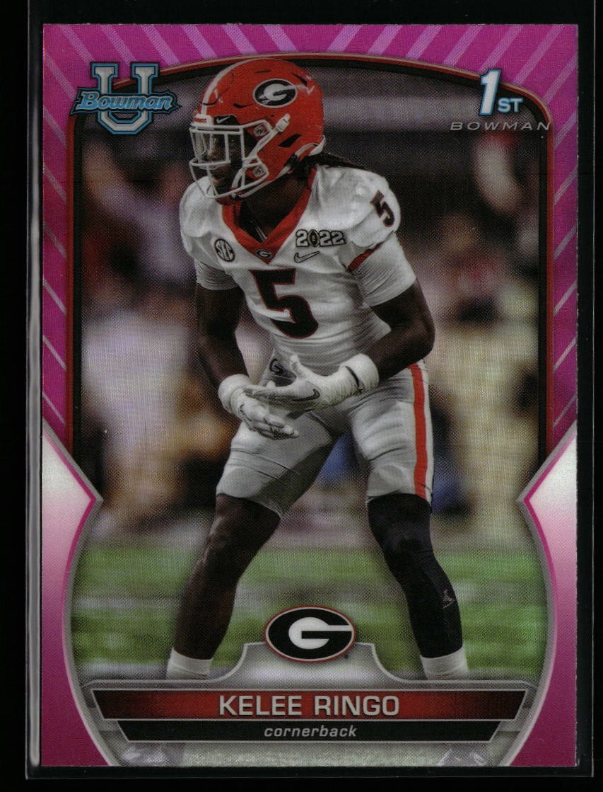 Kelee Ringo 2022 Bowman University Chrome #68 Pink Refractor Georgia 1st Bowman