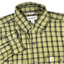 Carhartt Original Fit Button Down Work Shirt Men's M Green Black Plaid Outdoors