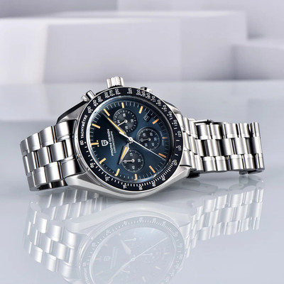 PAGANI DESIGN Men s Luxury Quartz Watch   Retro Stainless Steel Chronograph, Lum