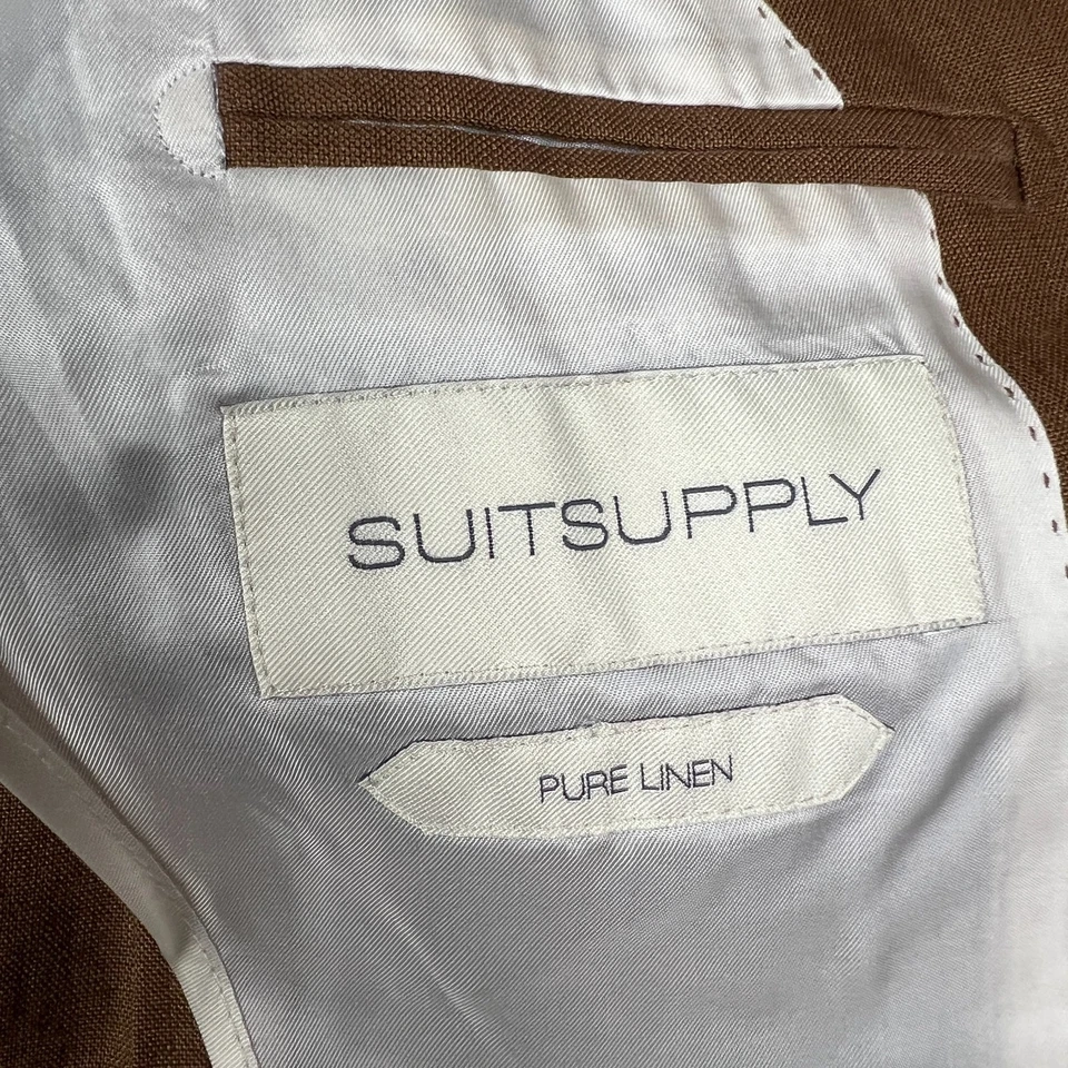 Blazer Abrigo Deportivo Suitsupply Havana HL 100% Lino 36R Marrón Puños de Cirujano LEER Foto 4 de 4