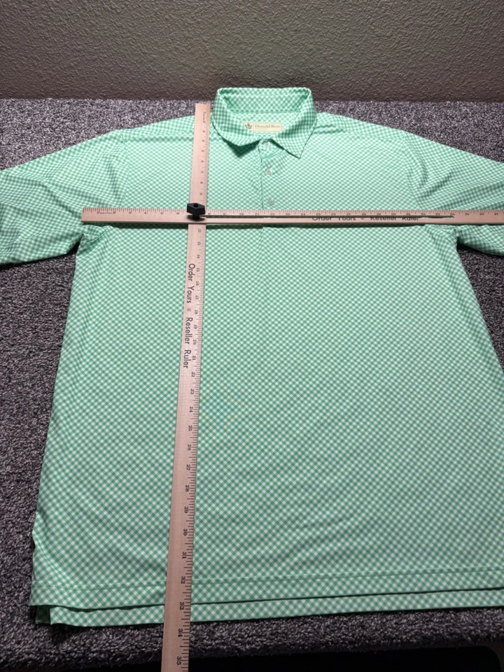 Camisa polo de guinga Donald Ross para hombre grande a cuadros verdes golf Houston Oaks Foto 4 de 4