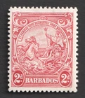 Barbados King George VI 2d Red Britannia Mint Stamp. KGVI