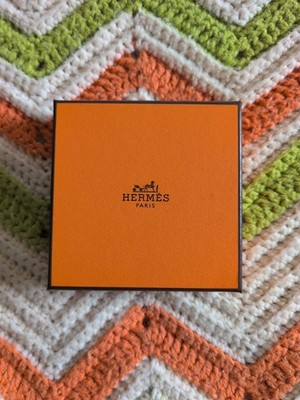 OPEN BOX  Hermes Paris Orange Decorative Empty Gift Box 4'' x 4'' x 1.25''