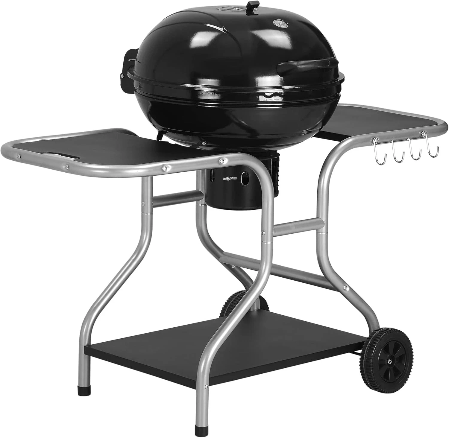 Portable Charcoal BBQ Grill Trolley Outdoor Adjustable Heat Smoker