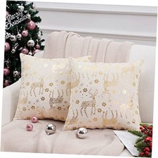 Christmas Pillow Covers 18x18 Set of 2,Xmas Velvet 18" x 18" Pack of 2 Cream