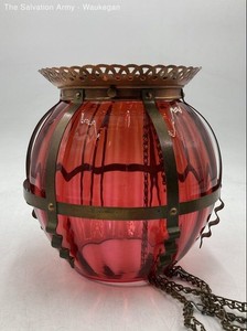 Red Cranberry Art Glass Hall Light Ceiling Lamp Chandelier Pendant Shade