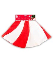 Christmas Tree Skirt Faux Fur Candy Cane Red White 80cm Festive Decorations