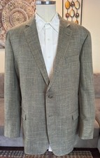 NEW Brooks Brothers Fitzgerald Olive Plaid Linen Silk Wool 2 Btn Blazer Sz 46 L