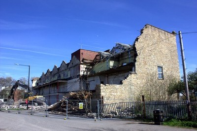Foto 6x4 alte Mühlengebäude. Abbruch in Arbeit Lancaster c2017