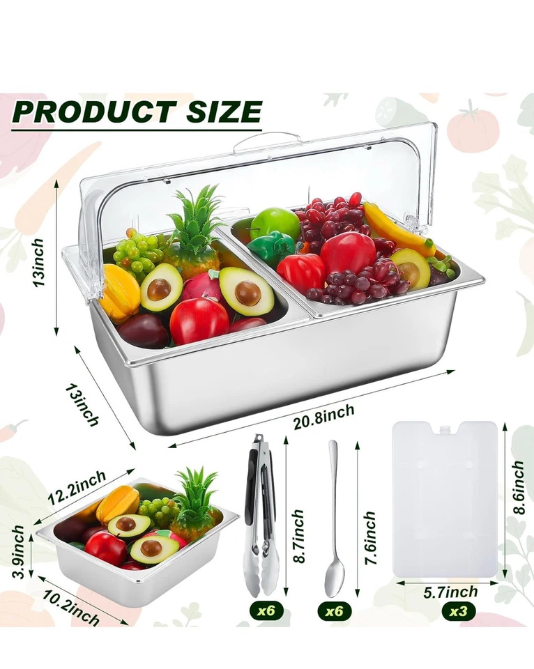 Tessco for you 1 Set Countertop Chiled Ice Food Serving Display Container Sta... - Image 2 of 4