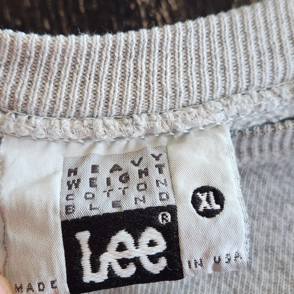 Sudadera Lee DE COLECCIÓN Talla XL PESO PESADO Hecha en EE. UU. Cuello Redondo Años 90 GRIS - Imagen 2 de 4