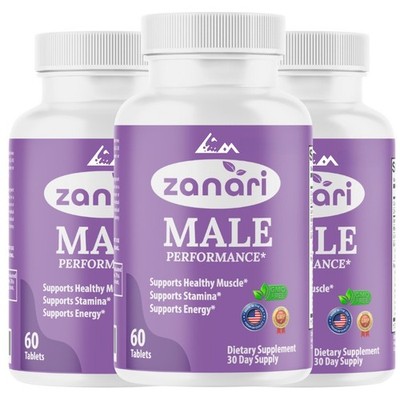 Zanari Male Performance Tablets Maximum Strength Supplement - 3 Bottles