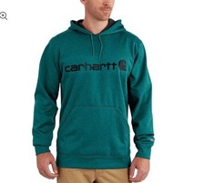 Carhartt Men's Hoodie Sweatshirt, Teal, Sleeve Logo Size S